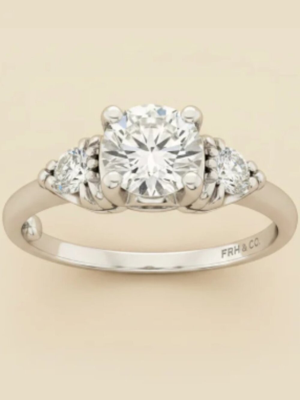 Platinum Art Deco 3 Diamond Engagement Wedding Ring